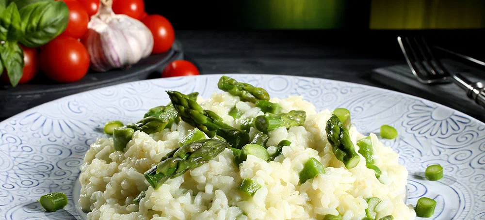 risotto con asparagi e topinambur
